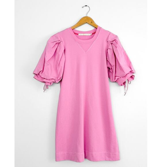 Marie Oliver Dresses & Skirts - Marie Oliver Petal Pink Shane Dress French Terry Cotton Poplin Puff Sleeve Mini